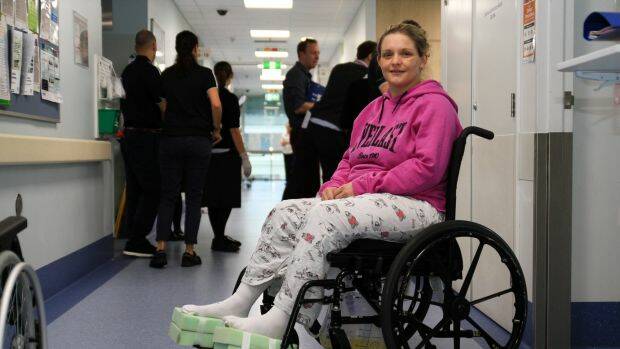 Samantha Bulmer is still in hospital because of her shock paralysis. Photo: Jorge Branco
