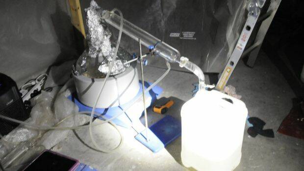 Laboratory equipment used to "cook" MDMA at Hume drug lab. Photo: Supplied
