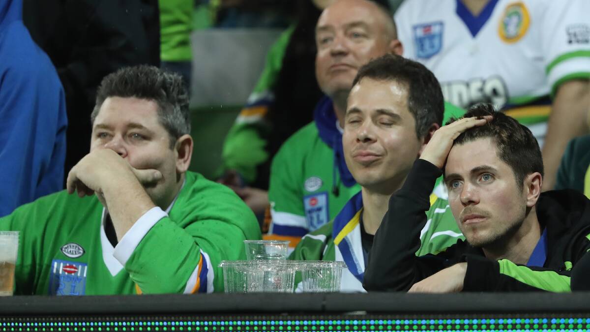 FAIRYTALE'S OVER: Canberra fans were left dejected after their side's season was brought to a close by Melbourne on Saturday. Photo: GETTY IMAGES