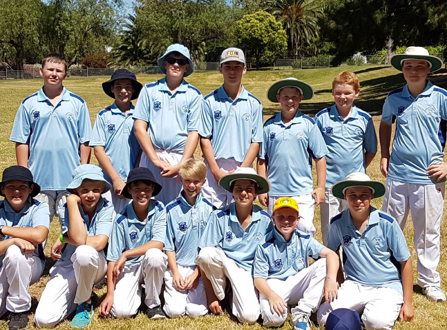 Grenfell U15's junior cricket side celebrating their first win for the current season.


