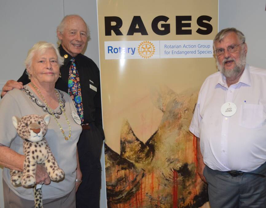 John Glassford, with President of Grenfell Rotary, Margaret Bradshaw-Jones (L) and David Jones (R).



