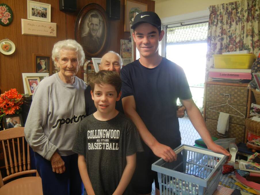 Anne Hilliar and Les Hampton were delighted to see their friends Jasper (L) and Cooper Brown from Melbourne.