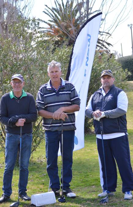 Competing in the Golf NSW Sand/ Grass championships recently in Grenfell are John Lee from Binalong, Steve Uphill of Forbes and Paul Friend, current 2016 champion from Dunedoo. 