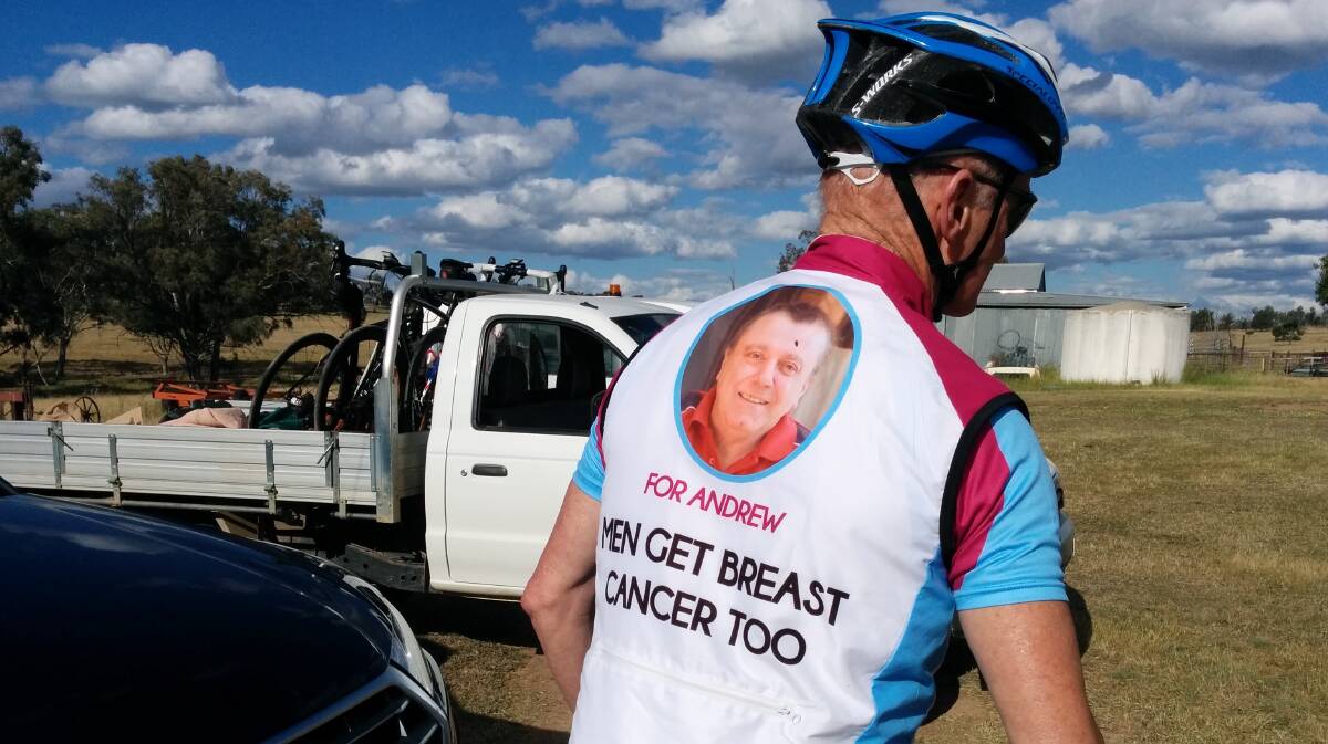 Wayne Heathcote, coordinator of the 2017 Men's Breast Cancer awareness ride, during the group's visit to Ochre Arch farm on Friday September 29.