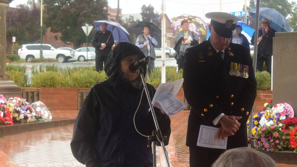 Grenfell's Roma Sinclair delivers a prayer at the RSL Anzac Day Service.