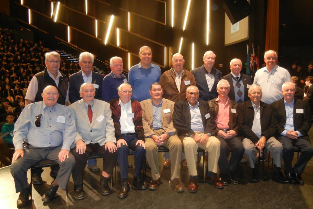 (B) Second from left Terry Carroll and "St Laurence's Old Boys Class of 57" at the reunion.