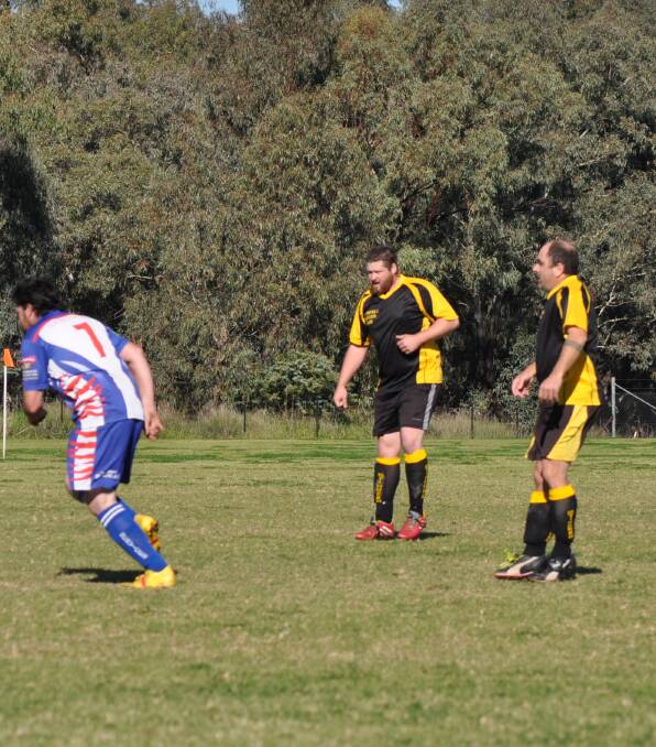 Stingers Mitch Wheatley and Ben Walker during their hard fought clash with the Cambridge Saints last Sunday.