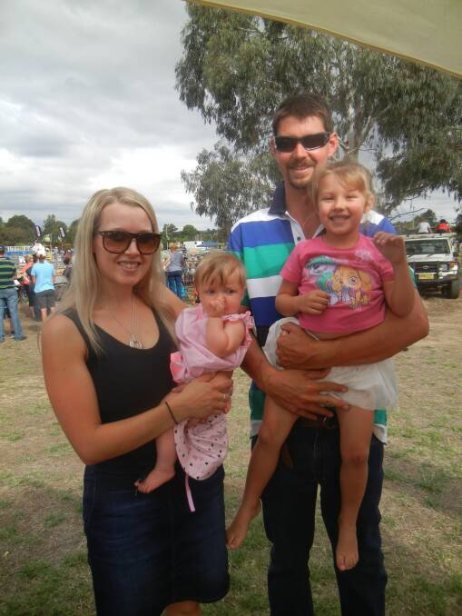 The Martins -  Ashleigh holding  Riley and Daniel with Penny at the Grenfell Rodeo.