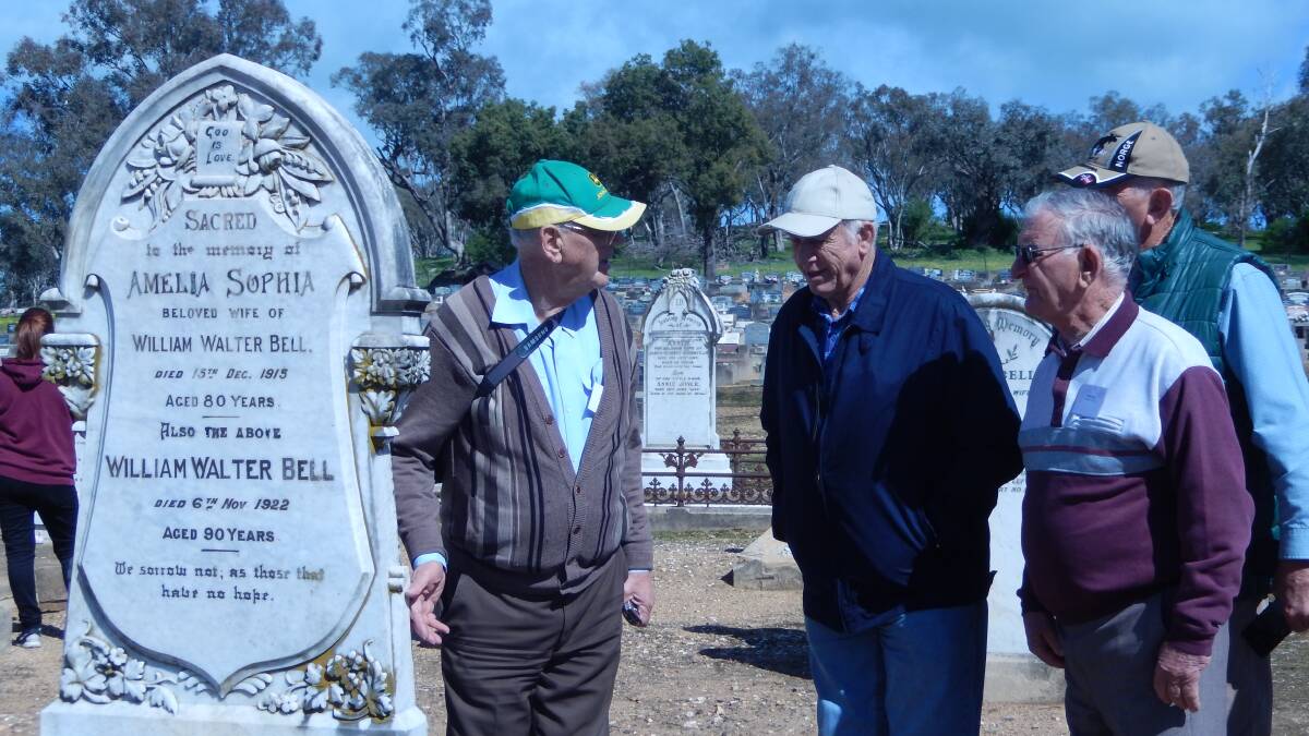 Descendants from the Bell Family visit gravesites of family memebers.


