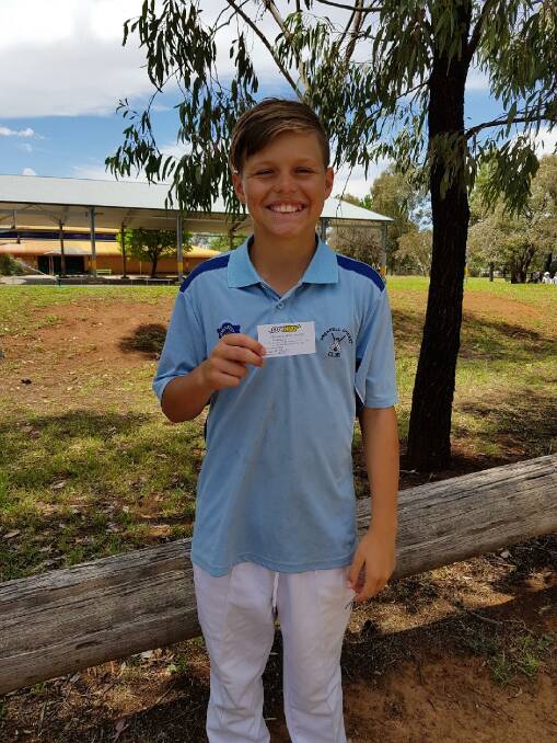 Lachlan Smith with his Subway voucher.  Photo supplied.