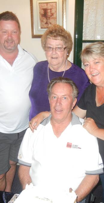 Max Oliver celebrating his 75th birthday with his wife Maureen, son Greg and daughter Debra Vane.


