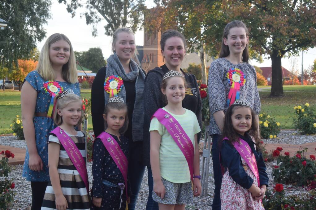 Francesca Nolan and Daisy McMahon (Grenfell Public School), Grace Kelly and Adelaide Nowlan (Grenfell Lions Club), Emily Cartwright and Xanthe Johnson (Grenfell Bowling Club), Vanessa Knight and Delilah Griffin (THLHS), and absent from photo Rachel Gillard (Grenfell MPS).
