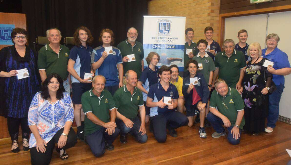 THLHS Students, members of the Men's Shed, Clrs Carly Brown and Jan Parlett along with Tracey Callinan of Arts OutWest and Di Gill of Community Health at the launch. 