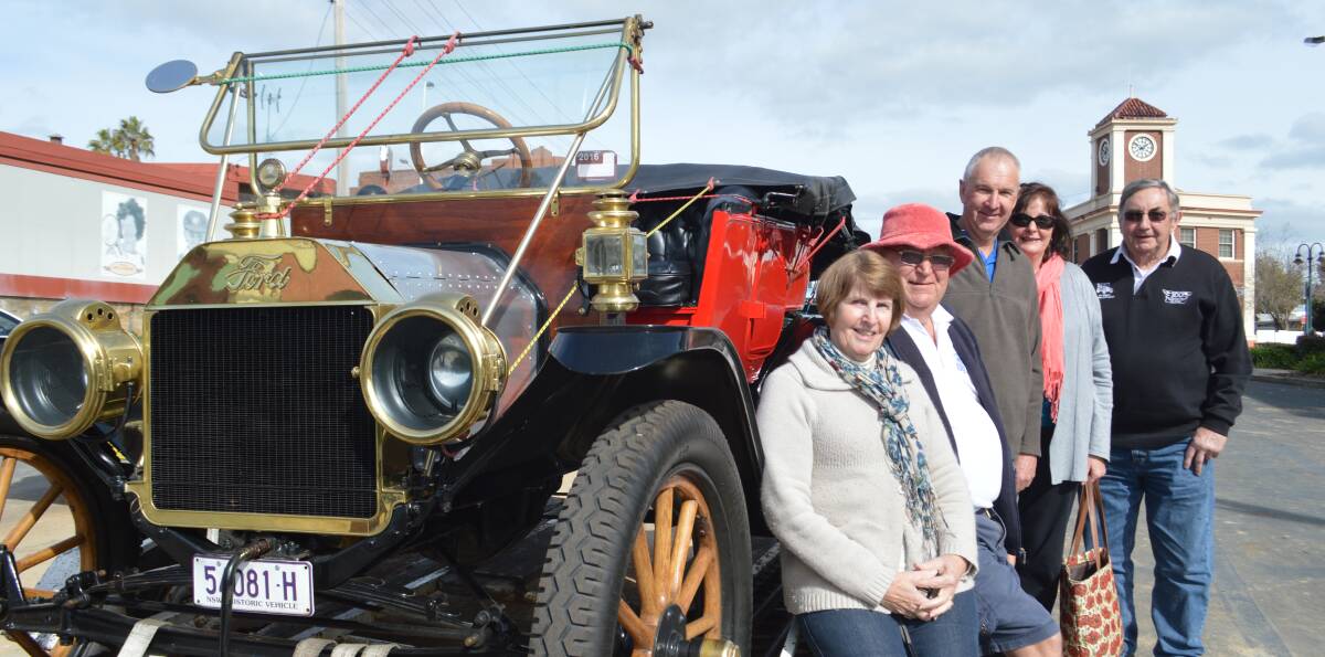 Robyn and Murray Alcock, Barry and Julie Burrows with Peter Murphy from the Outback Model T Ford Club during their stop in Grenfell.
