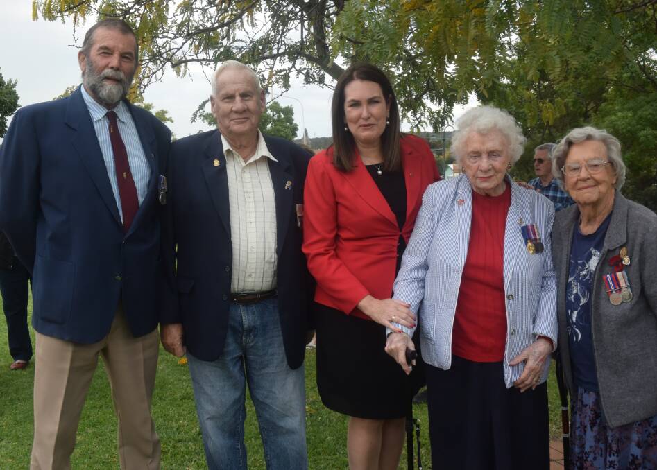 Grenfell RSL members Keith Englesman, Maurice Simpson, Kath Smith and Ted Simpson with NSW Senator Deborah O'Neill when she visited town recently to return the lost war medals of Vivian Huckel.
