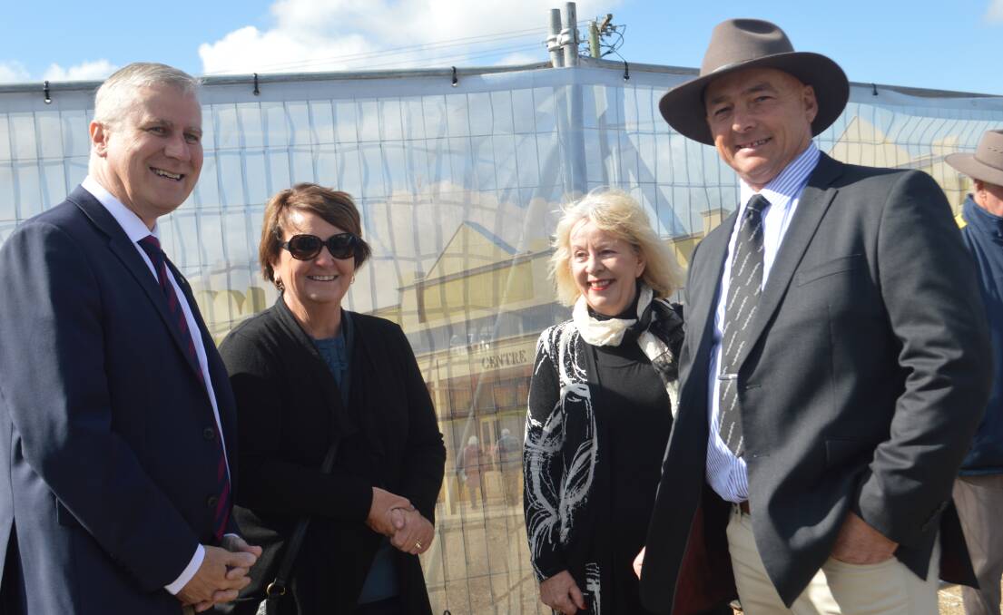 Member for Riverina Michael McCormack, Mrs Bronwyn Liebich, Clr Jan Parlett and Weddin Shire mayor Mark Liebich following the official funding announcement for Grenfell's new medical centre.