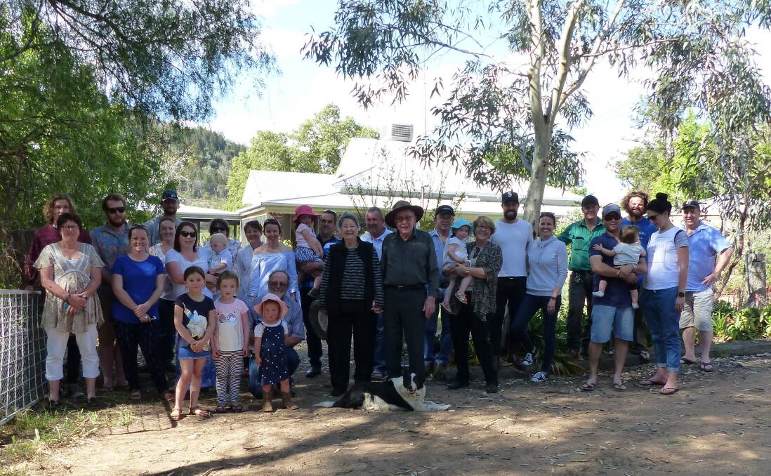 Peter and Mary Galvin with their extended family enjoying a visit to Wollombi. Contributed.