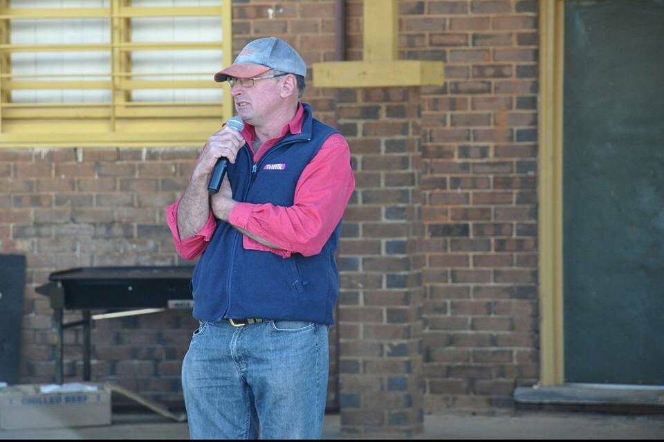 Grenfell U14's coach Peter Mitton delivers his speech at the Tuskers presentation day. Photo Temora Tuskers.