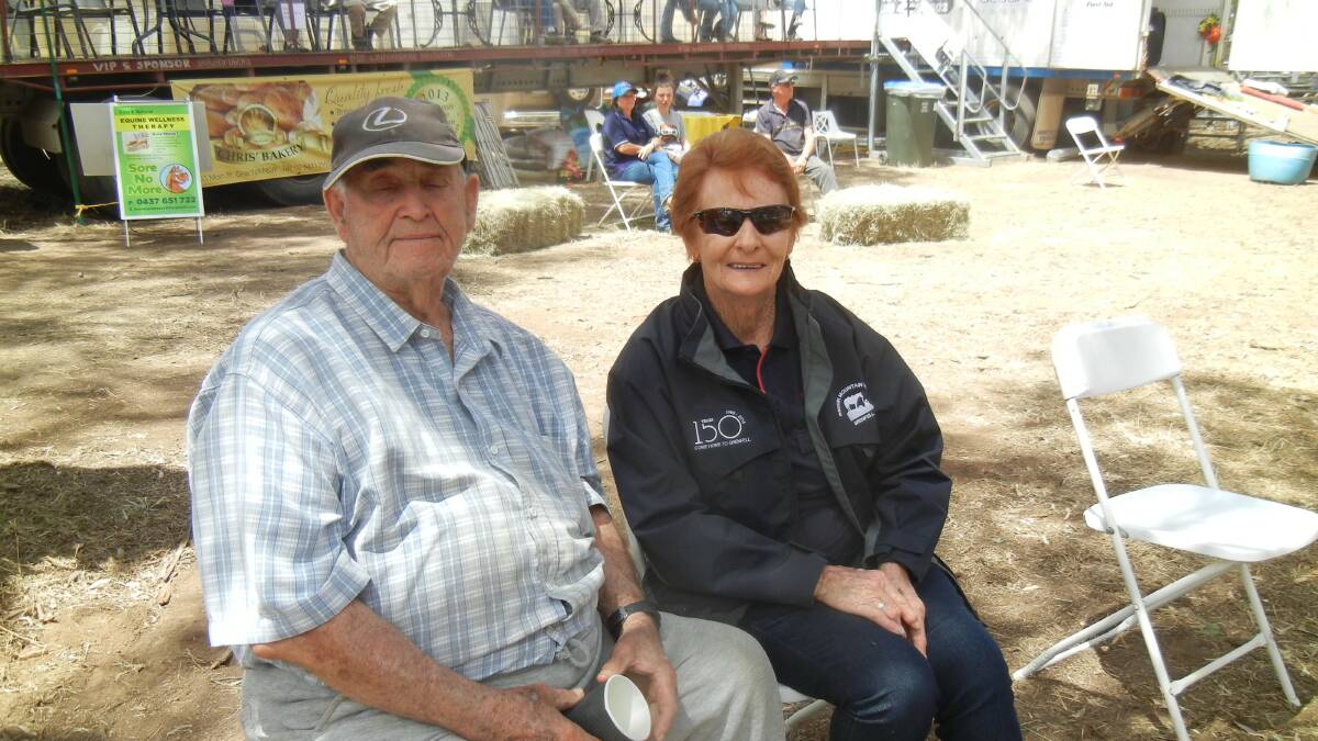 Keith Ritchie and Marlene Harris enjoying the Ranch Sorting at the Grenfell Racecourse complex. 
