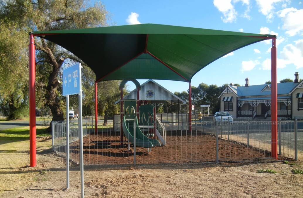 The Lions' Club have erected a new shade sale over the Railway Station precinct kids playground. 