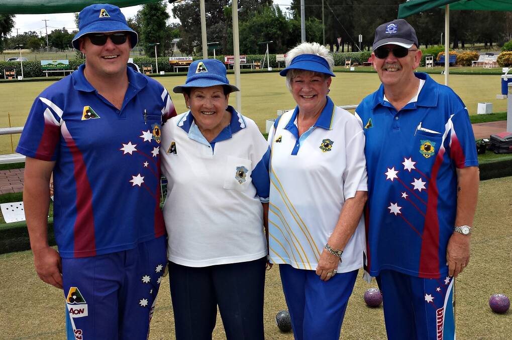 Matt and Pat Reid with Kathy and Martin Betcher after their exciting Mixed Pairs Championship match on Sunday. Photo L Ballard.