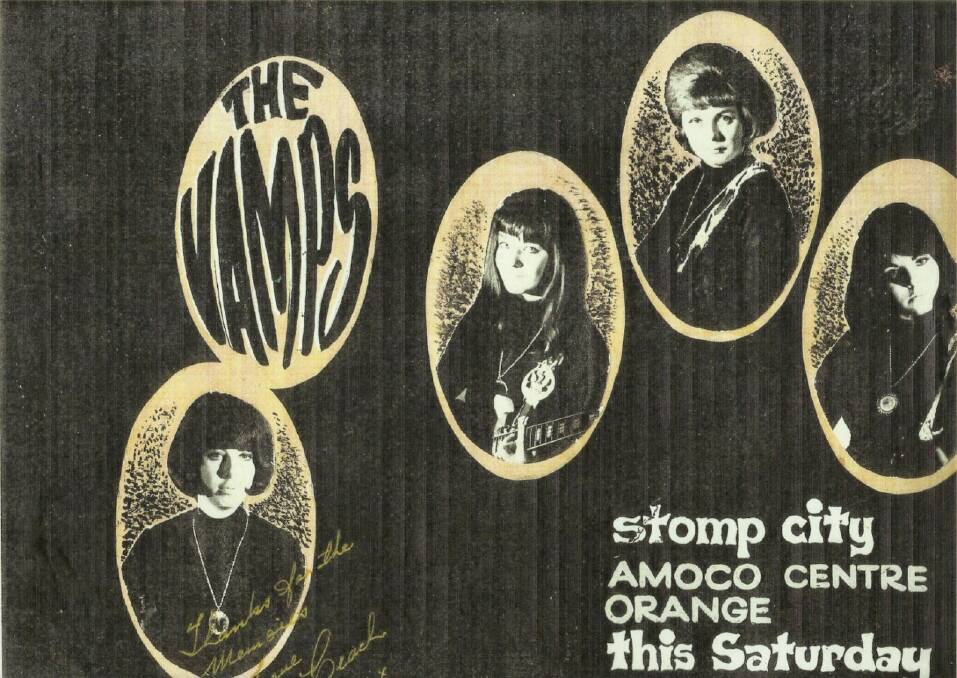 The Vamps, poster, June 1965. Left to right: Kaye Gazzard, Margaret Britt, Wendy Walton, Judy Owen. Picture supplied