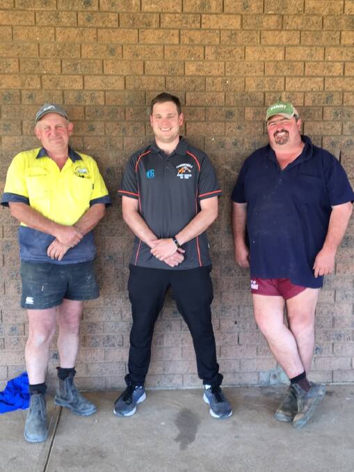 Dan Barclay (centre) with Canowindra Tigers committee members Paul Earsman and Andrew Whatman.