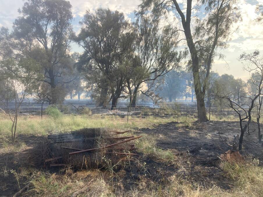 RFS crews were able to put out grass fire which had broken out near Grimm's Lane, Bimbi. Image supplied.