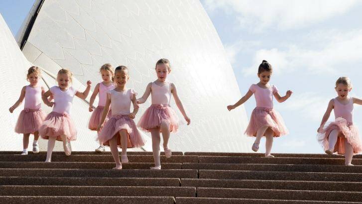Young ballerinas gather at the Sydney Opera House to promote the Australian Ballet's new program designed for children.    Photo: Janie Barrett