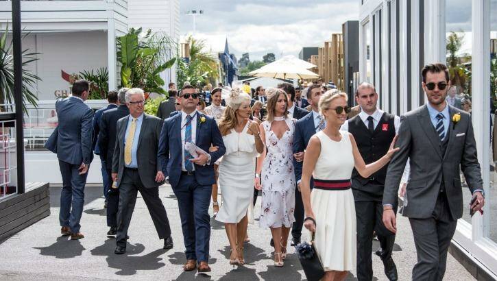 The crowds start arriving at the Birdcage on Melbourne Cup day.  Photo: Jesse Marlow