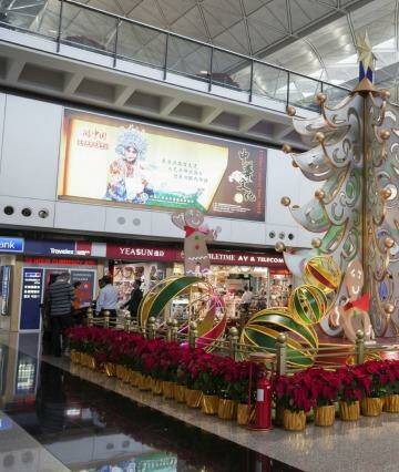 Sparkly: Hong Kong International Airport sports Christmas decorations. Photo: iStock