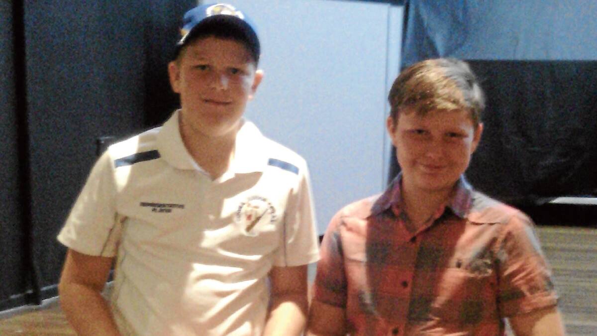 Grenfell Junior Cricket players Harrison Starr and Caleb Haddin at the Cowra presentation day.