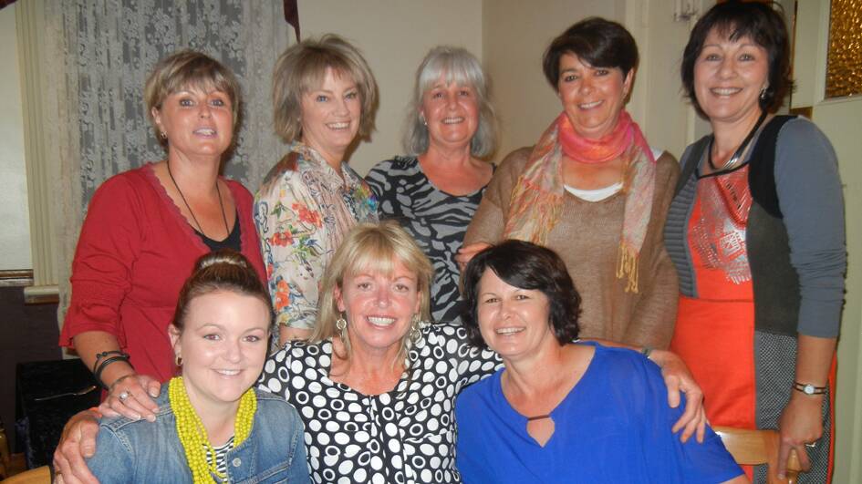 Enjoying a girls night out to help Madeleine Griffith celebrate her 50th birthday are (BL-R) Mandy Taylor, Janette Keough, Lyn Peterson, Sally Mitton and Maria Neill and (F) Heidi Brown, Madeleine and Leanne Livingstone.