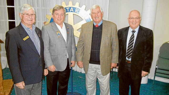 (L-R) Assistant District Governor Tony Sinclair of Temora and David Kennedy  District Governor of Rotary 9700 with President Nevin Hughes and Secretary Peter Moffitt of Grenfell at the District Governor’s 1st Official function since taking over his new role. 