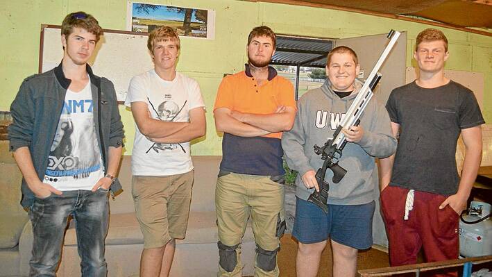 Grenfell Air Rifle Club members during their Club meet last Friday evening are Adam Green, Curtis Johnson, Dylan Troy, Tommy Perrott and Kyle Anderson. 