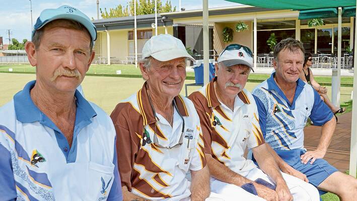 Grenfell Bowling Club hosted the District Pairs event last Sunday, March 1, see here are Neville Connor of Cowra and Darryl Dern and Joe Thompson of Woodstock with Russell Nobes of Cowra. 