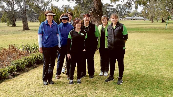 The Grenfell lady golfers who swept all before them at the recent Manildra Championships were (l/r) Jan Myers, Val Forsyth, Sally Mitton, Alyse Troth, Megan Starr, Shirley Mawhinney and Bec Smith. 