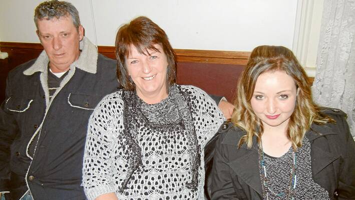 Tracey Hewen (C) with her husband Allan and daughter Ashlee at her birthday celebrations at Fettlers on August 5. 