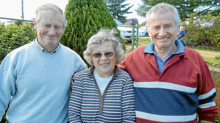 Pauline Hughes with her brothers Brian (L) and Greg at her 60th birthday luncheon on June 22. 