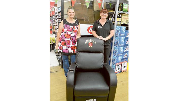 The lucky winner of the IGA Jim Beam Promotion was Dayna Patterson. Dayna has won a limited edition leather Laz-E-Boy Jim Beam recliner. The ticket was drawn by Toby Orr on Monday December 15, pictured here with Dayna and the Recliner is IGA Store Liquor Manager Kathy Norris. Congratulations Dayna. 