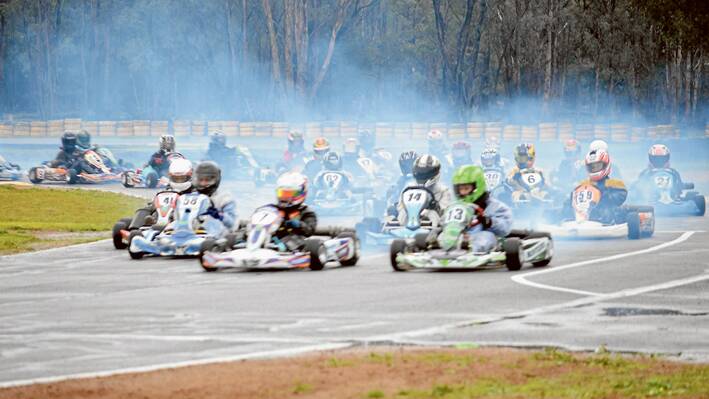 Competitors in the Junior Lite class event at the Bogolong circuit. 