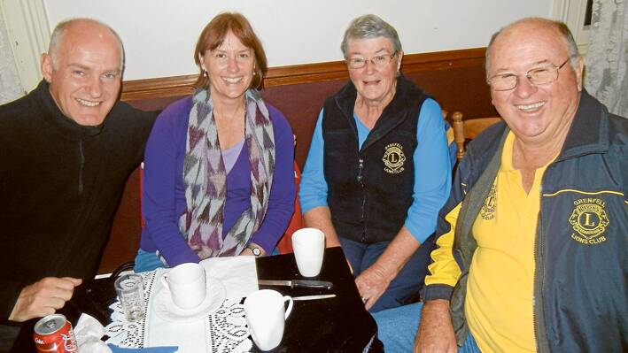 (L-R) Surprise visitors Rodney Lovell and his wife Dianne Read from Queensland with Valma and Barry Franklin at the Cancer Care West Fundraiser. Dianne, Valma’s cousin and Rodney were in Grenfell researching family history.
 