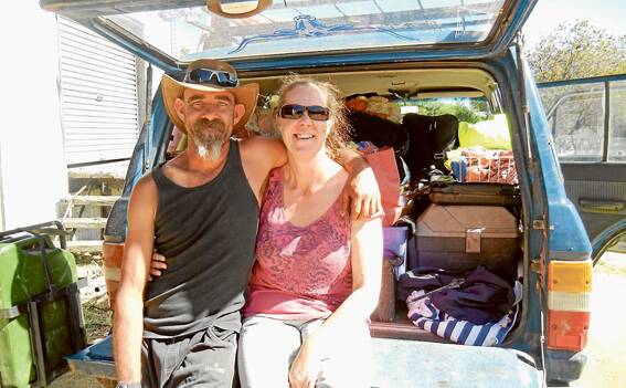 Tim Dale and Danni Arnold on a stop over in Grenfell  last weekend on their five year trip around Australia.