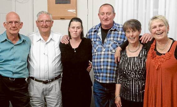 L-R) Bill Atchison, Rob Penrose, Cherie Reid, Murray Logan, Jenny Penrose and Noelene Percival -  Staff  from AR Penrose and Son at the Retirement Dinner for Rob and Jenny.  (Photo contributed)