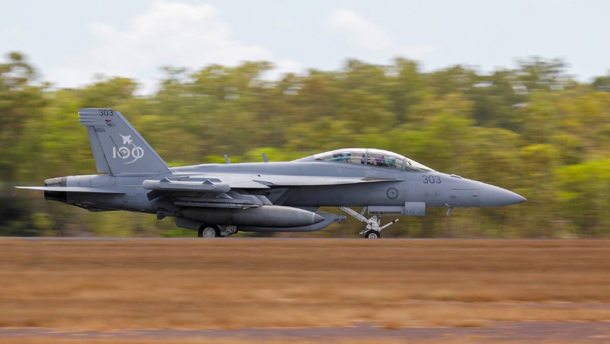 A Royal Australian Air Force A46 EA-18G Growler takes off at RAAF Base Darwin. Picture Defence