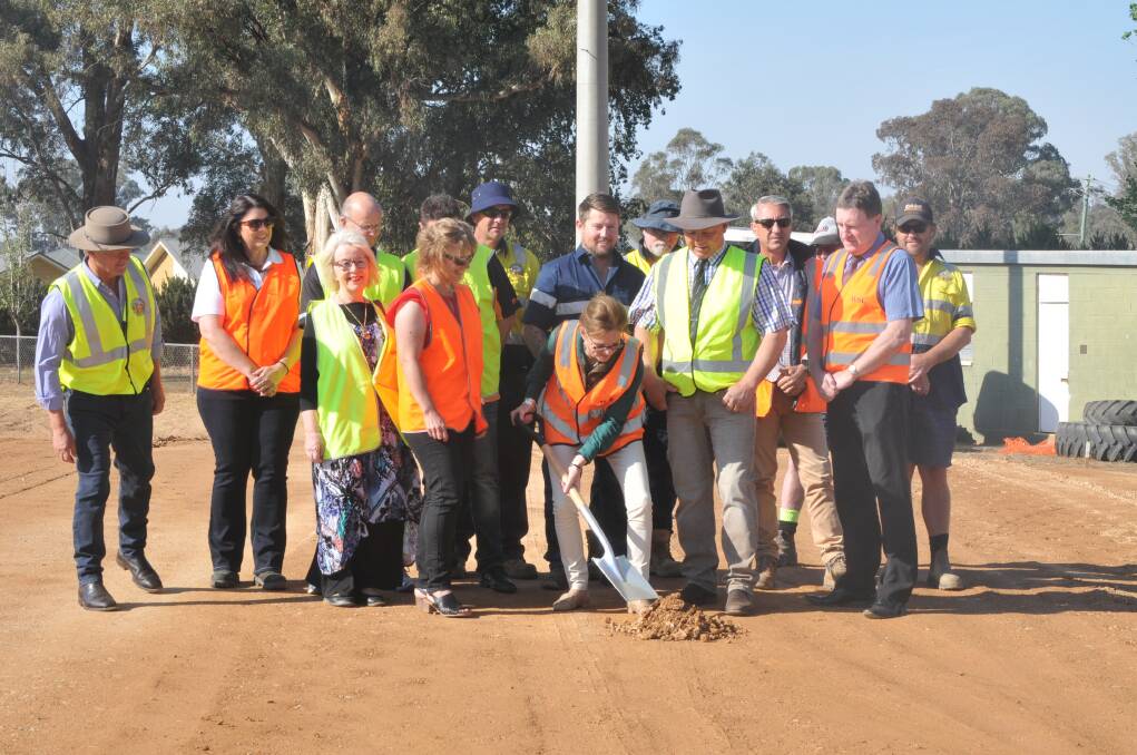 TURN-UP: Member for Cootamundra Steph Cooke turning the sod at the Lawson Oval site in October last year. Photo: R Hewson.
