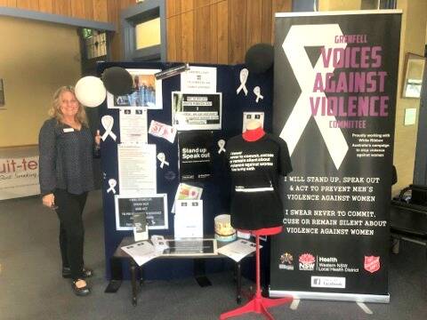 STAMPING IT OUT: Grenfell Community Health's Ellie Schiller is all ready for White Ribbon Day next week. Photo: Rebecca Hewson.