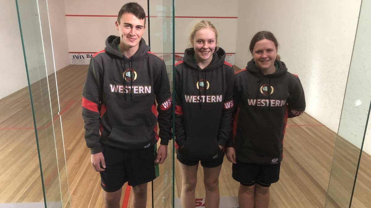 Amber and Hayley Taylor and Riley Aspin from The Henry Lawson High School competing for Western Region. Photo supplied.