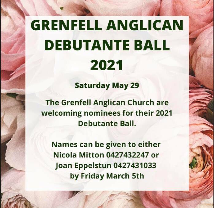 The 2021 Grenfell Anglican Debutante Ball will be held on May 29.