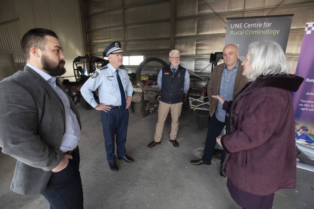 Talking rural crime: NSW Police Commissioner Mick Fuller launches the operation at UNE in Armidale on Monday. Photo: Peter Hardin